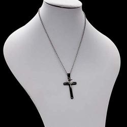 Uloveido Stainless Steel Plain Cross Pendant Necklace with Mustard Seeds Heart Pendant for Men and Women Y633