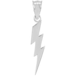 High Polish 925 Sterling Silver Lightning Bolt Charm Pendant Necklace