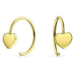 Personalized Alphabet Initial Letter A-Z Tiny Minimalist Real 14K Gold Solid Heart Stud Earrings For Women Teen Customizable
