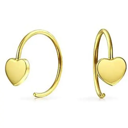 Personalized Alphabet Initial Letter A-Z Tiny Minimalist Real 14K Gold Solid Heart Stud Earrings For Women Teen Customizable