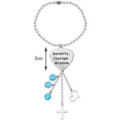 KUIYAI Serenity Courage Wisdom Car Charm with Dangle Charms Sobriety Heart Pendant for Rearview Mirror