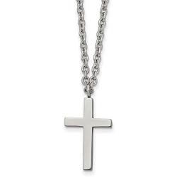 Solid Stainless Steel 20mm Cross Pendant Necklace Charm Chain - with Secure Lobster Lock Clasp