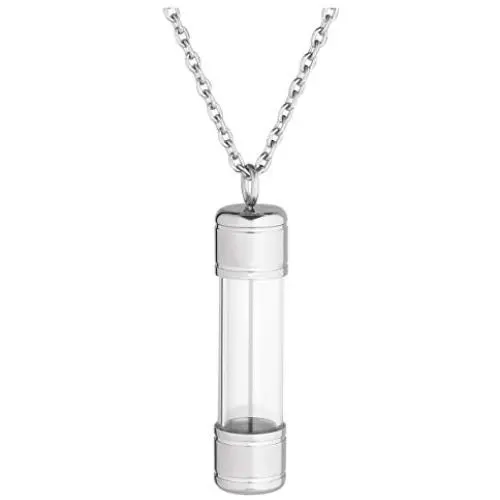 Jovivi Personalized Custom Name Stainless Steel Openable Container Tube Urn Necklace Keepsake Cremation Ashes Memorial Jewelry for Men Women