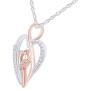 0.1 Cttw Round Natural Diamond Two Tone Open Heart Cat Pendant in 14K Gold Over Sterling Silver