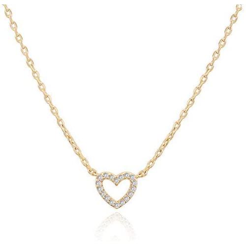 PAVOI 14K Gold Plated Heart Pendant | Layered Necklaces | Gold Necklaces for Women | 18'' Length with a 2'' Extension