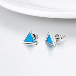 Turquoise Stud Earrings for Women Sterling Silver Triangle Cut Earrings Turquoise Jewelry Gift for Girls Mother