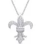 AFFY 1/4 Ct Cubic Zirconia Fleur-de-Lis Pendant Necklace in 14K Gold Over Sterling Silver AFFY 1/4 Ct Cubic Zirconia Fleur-de-Lis Pendant Necklace in 14K Gold Over Sterling Silver