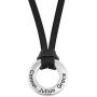 MyNameNecklace Personalized Engraved Circle Shape Pendant Necklace in Sterling Silver 925 with Leather Cord for Men- Custom Jewelry Gift for Him