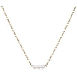 So Pretty Dainty Gold Pearl Choker Handmade Beads Pendant Layering Chain Necklace for Women Girls