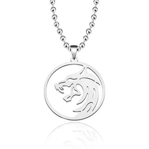 Wolf Medallion Necklace Wolf Head Pendant Necklace keychain Wolf Gifts Wolf School Medallion Gifts Wolf Jewelry