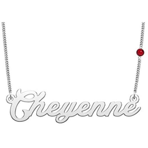 LuxglitterLin Name Necklace Personalized Birthstone Initial Necklace Stainless Steel Jewelry 2mm Cuban Link Chain for Women