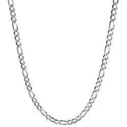 Savlano 925 Sterling Silver 4mm Italian Solid Figaro Link Chain Necklace with Gift Box for Men & Women - Made in Italy