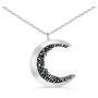 ONDAISY Black Cz Gypsy Planet Half Crescent Sailor Luna Moon Pendant Charm Chain Necklace