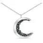 ONDAISY Black Cz Gypsy Planet Half Crescent Sailor Luna Moon Pendant Charm Chain Necklace ONDAISY Black Cz Gypsy Planet Half Crescent Sailor Luna Moon Pendant Charm Chain Necklace