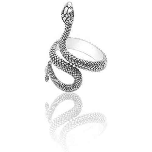 MIXIA Retro Punk Exaggerated Spirit Cobra Snake Ring Fashion Animal Personality Stereoscopic Opening Adjustable Ring