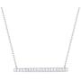 Carleen 18K White Gold Plated 925 Sterling Silver Round CZ Cubic Zirconia Simulated Diamond Paved Horizontal Long Bar Dainty Pendant Stud Earrings Necklace for Women
