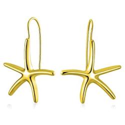 Fashion Nautical Tropical Beach Large Starfish Dangle Drop Threader Earrings For Women Fish Hook Gold Silver Plated