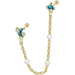 Jewseen Cartilage Chain Earrings Moon Ear Cuff Planet Cartilage Piercing Double Piercing Earrings for Women and Girls Jewelry Gift