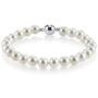 THE PEARL SOURCE Sterling Silver AAA Quality Round White Freshwater Cultured Pearl Magnetic Clasp Bracelet for Women