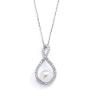 Mariell Eternity Symbol Cubic Zirconia Infinity Wedding Necklace Pendant with Light Ivory Simulated Pearl