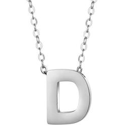 Initial Pendant Necklace Stainless Steel Letters Script Name Monogram Necklaces (D)