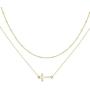 KRENQUE Gold Layer Cross Pendant Necklaces 14K Gold Plated Bar Y Adjustable Chain Necklaces for Women