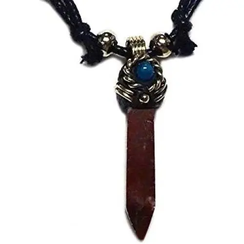 Mia Jewel Shop Hexagonal Healing Gemstone Crystal Point Pendant Round Teal Blue Bead Adjustable Necklace Mia Jewel Shop Hexagonal Healing Gemstone Crystal Point Pendant Round Teal Blue Bead Adjustable Necklace