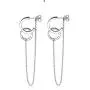 Double Circle Long Chain Tassel Small Hoop Dangle Earrings for Women Men Girls Sensitive Ear S925 Sterling Silver Fashion Unique Punk Threader Dangling Hanging Jewelry Gifts for Birthday Best Friend