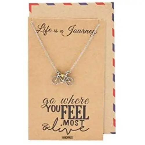 Quan Jewelry Journey Necklace with Bicycle Pendant for Women, Best Travel Accesories, Traveling Gifts for Men and Women, comes with Inspirational Quote Quan Jewelry Journey Necklace with Bicycle Pendant for Women, Best Travel Accesories, Traveling Gifts for Men and Women, comes with Inspirational Quote
