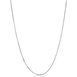 Authentic Solid Sterling Silver Box Chain Rhodium Necklace 1MM - 1.5MM, Thin & Strong, Box Chain Sterling Silver, Silver Necklace for Men & Women, Made In Italy, Next Level Jewelry