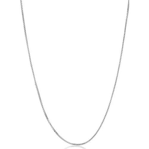Authentic Solid Sterling Silver Box Chain Rhodium Necklace 1MM - 1.5MM, Thin & Strong, Box Chain Sterling Silver, Silver Necklace for Men & Women, Made In Italy, Next Level Jewelry