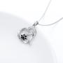 FLYOW 925 Sterling Silver Cute Paw Print Forever Love Heart Pendant Necklace/Bracelet/Stud Earrings Gift for Women Teen Girls, Box Chain 18''