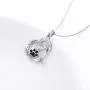 FLYOW 925 Sterling Silver Cute Paw Print Forever Love Heart Pendant Necklace/Bracelet/Stud Earrings Gift for Women Teen Girls, Box Chain 18''