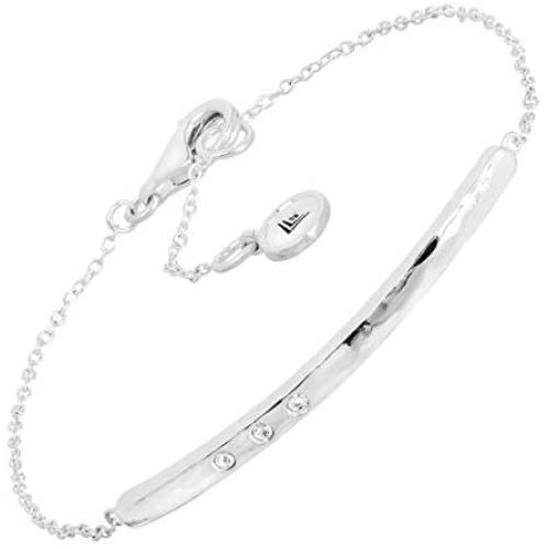 Silpada Dotted Line Curved Bar Chain Bracelet with Crystals in Sterling Silver, 7.5''