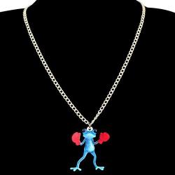 WEVENI Acrylic Skateboard Frog Necklace Golf Boxer Frog Pendant Jewelry Gifts for Women Girls Ladies