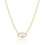 AgeXinjo Gold Necklace Opal Evil Eye Dainty CZ Heart Cross Bar Teardrop Choker Necklace for Women
