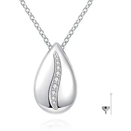 925 Sterling Silver Cremation Jewelry Teardrop CZ Memorial Necklace for Human Ashes Keepsake Urn Pendant for Pet Dog Cat Ashes 925 Sterling Silver Cremation Jewelry Teardrop CZ Memorial Necklace for Human Ashes Keepsake Urn Pendant for Pet Dog Cat Ashes