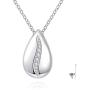 925 Sterling Silver Cremation Jewelry Teardrop CZ Memorial Necklace for Human Ashes Keepsake Urn Pendant for Pet Dog Cat Ashes