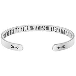 Joycuff Bracelets for Women Inspirational Stainless Steel Cuff Bagnle Jewelry Christmas Birthday Gift for Her
