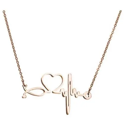 TGLS Rose Gold and Silver Heartbeat Love Necklaces Stainless Steel Jewelry ECG Electrocardiogram Necklace for Women Love Gift TGLS Rose Gold and Silver Heartbeat Love Necklaces Stainless Steel Jewelry ECG Electrocardiogram Necklace for Women Love Gift