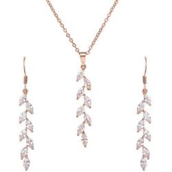 SWEETV Cubic Zirconia Wedding Jewelry Sets for Brides Birdesmaid, Crystal Marquise Bridal Necklace Earrings Set for Women, Prom Costume Jewelry Gifts