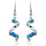 CiNily Sterling Silver Plated Dangle Drop Earrings for Women Opal Hook Earrings Birthstone Spiral Ribbon Dangle Earrings