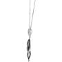 BERRICLE Rhodium Plated Sterling Silver Cubic Zirconia CZ Black and White Fashion Necklace and Earrings Set