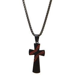 Faith Forge Baseball Cross Necklace + Jewelry Box & Prayer Card I Can do All Things Bible Verse Quote - Stainless Steel Baseball Chain - Baseball Gifts for Athletes