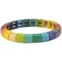 Coolcos Enamel Tile Bracelet Rainbow Colorful Tila Beads Bracelets for Women & Men Color Block Elastic Bangle Bracelets