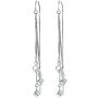 Tiny Cube Long Tassel Threader Chain Drop Dangle Earrings for Women Teen Girls Dainty Elegant White Gold Plated Hypoallergenic Sensitive Ears Hanging Crawler Jewelry Gifts for Girlfriend