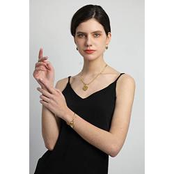 FAMARINE Jewelry Set Gold Heart Pendant Necklace and Women Heart Bracelet Gold Hoop Earrings for Women, Mothers Day Gift