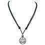 BlueRica Lotus Flower Pendant on Adjustable Black Rope Cord Necklace (Chrome Finish)