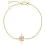 FANCIME Sterling Silver Starburst Star Bracelet White/Pink Princess Cut Cubic Zirconia CZ North Star Bracelet Dainty Fine Jewelry Gift for Women Teen Girls Mom