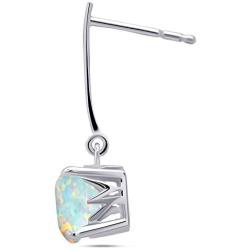 Nicole Miller Fine Jewelry - Sterling Silver with 8mm Cushion Cut Gemstone Dangle Drop Earrings